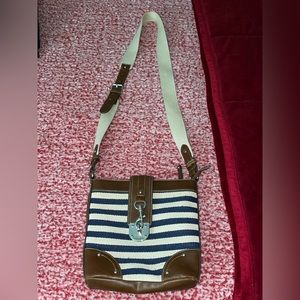 Blue striped crossbody bag